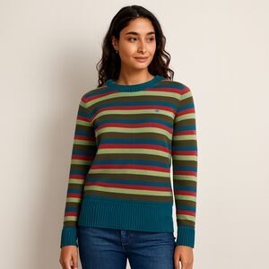 Volcom Sweater Women's Large Striped Knit Colorful Wool Blend Long Sleeve Skate